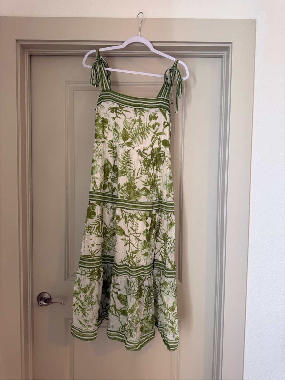 Sweet Wanderer Green and Cream Floral Maxi Dress